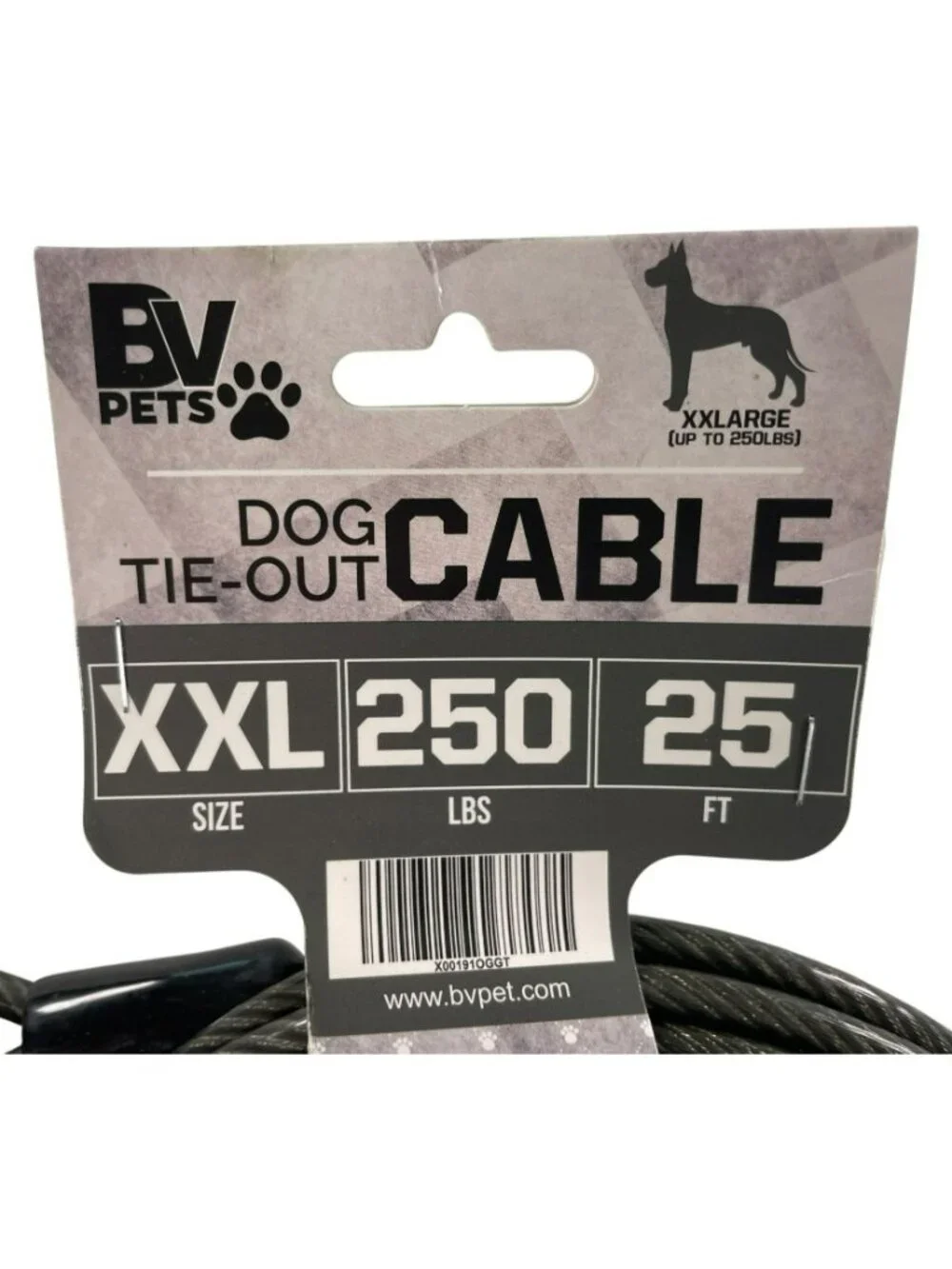 BV Pets XXL Dog Tie-Out Cable 250 Lbs Capacity 25 Ft Heavy-Duty Large Breeds NEW